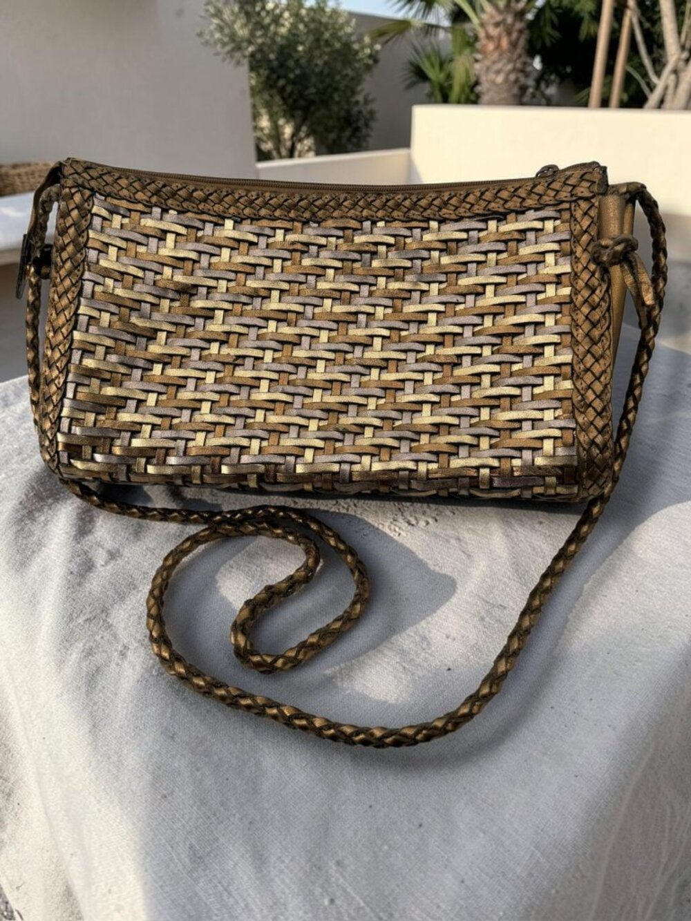 Franco Sarto‎ Metallic Woven Tri-Color Shoulder Bag